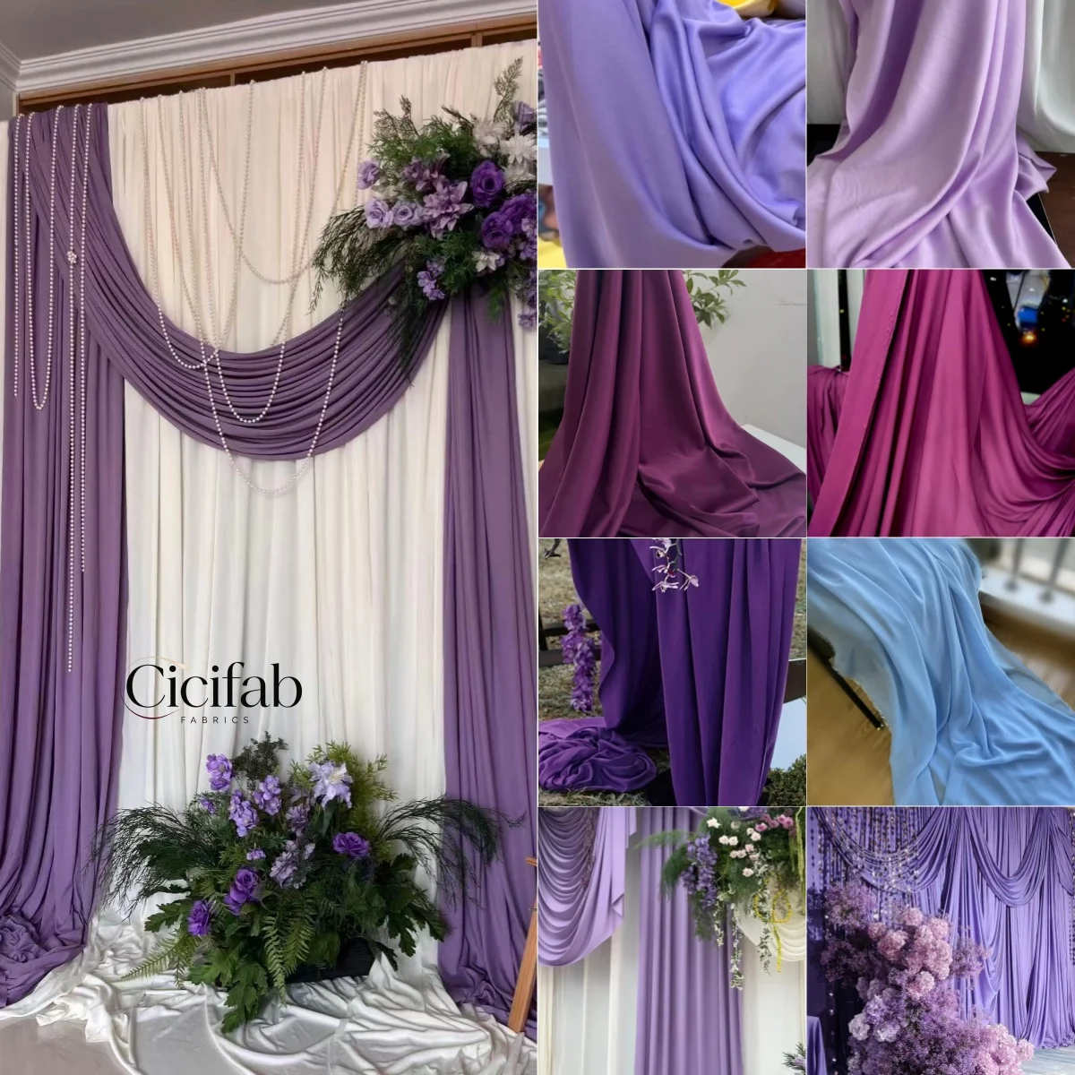 Purple Milk Silk Fabric, Stretch Fabric Drapes for Wedding Ceiling Drapery, Stage & Party DIY Decorations