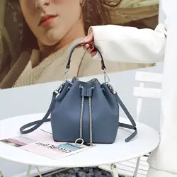 Cow Leather Women's Handbag Small Shoulder Crossbody Bag Fashionable Large Capacity Bucket Bag, Pull Rope Closure Soft Leather