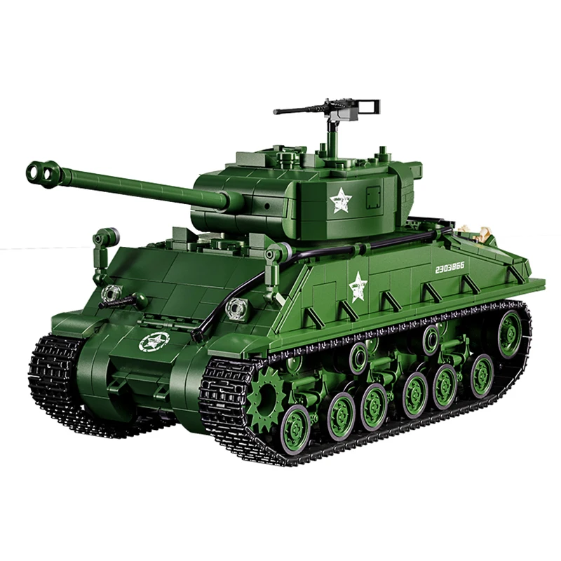 

12GO 97010 Американский M4 Шерман среднего танка времен Второй мировой войны, модель 1682 шт., набор строительных блоков, военная модель, игрушки «сделай сам» для рождественских подарков