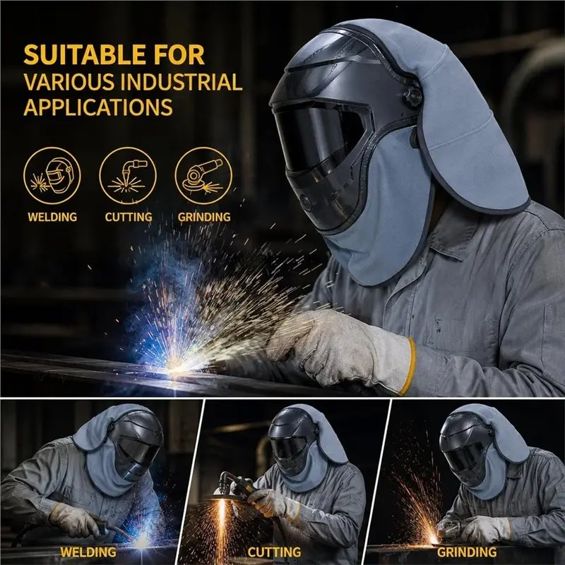 M11K-Made Of Flame-Retardant Material, Welding Helmet Rear Extension With Edged Seal And Helmet Bib, For Most Models, 1PC