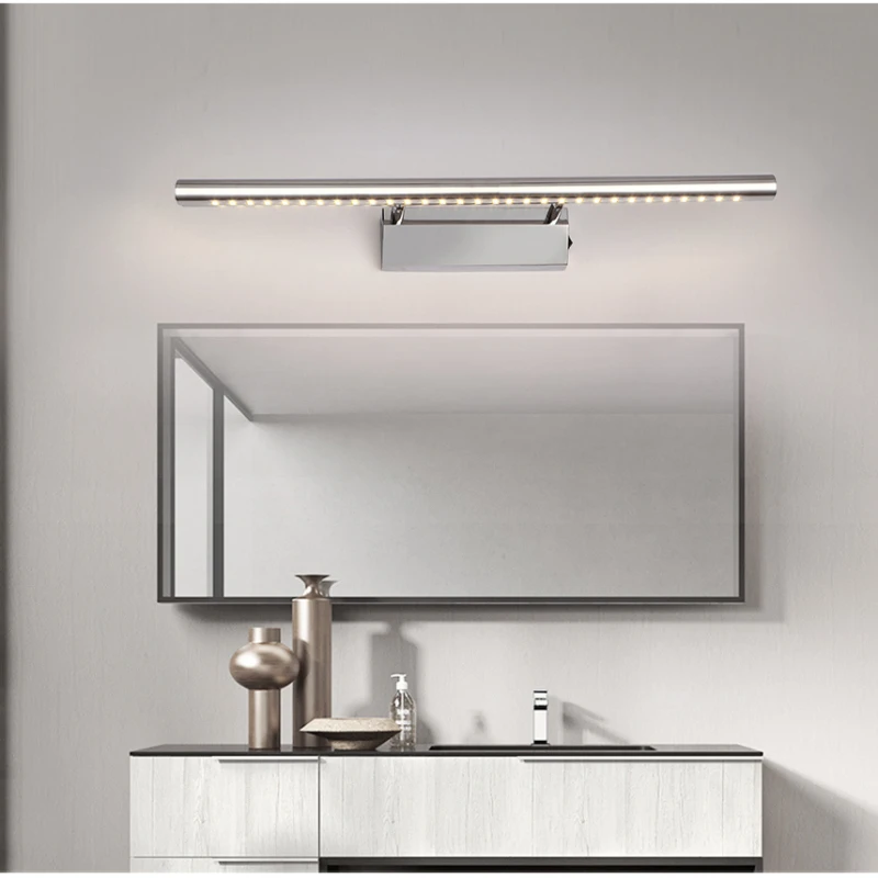 Led Mirror Front Light Stainless Steel Waterproof Wall Lamp Fogproof Luxury Bathroom Cabinet Lamp Makeup Toilet Lighting