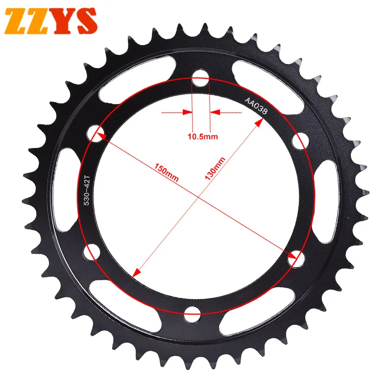 530 42T 42 Tooth Motorcycle Rear Sprocket Gear Star Wheel Cam Pinion For Yamaha Road XJR1300 98-02 XJR 1300 XJR1300SP XJR1300S