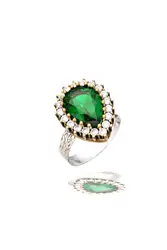 Green Jade Emerald Gemstone Hurrem Sultan Authentic Women Adjustable Ring Model