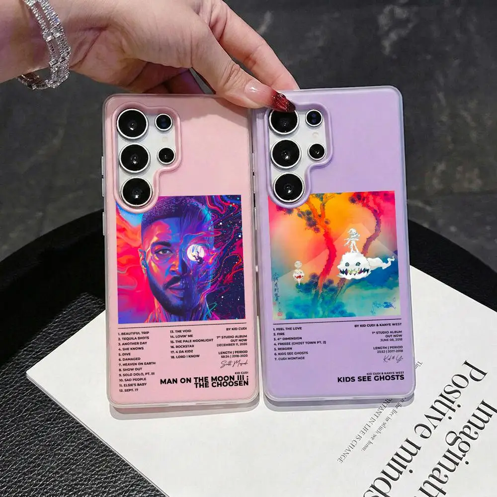 Rapper Kid C-Cudi Phone Case 2-in-1 Detachable Clear Case for Samsung S26-S22 Multi-Color Card Holder Soft TPU