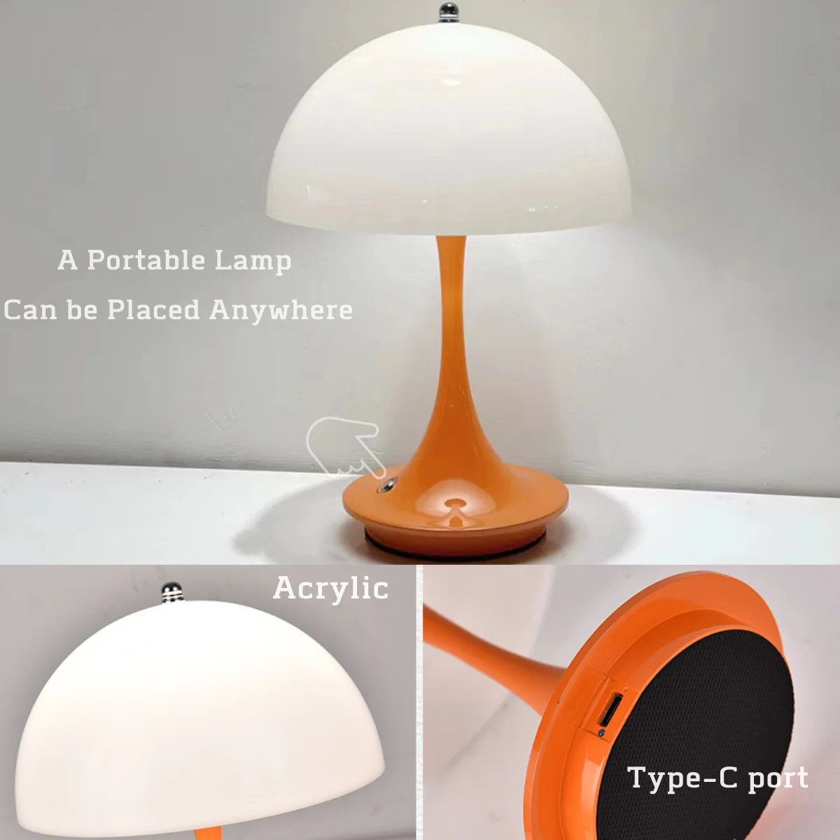 Modern Bedside Mushroom Table Lamp Bedroom USB Rechargeable LED Night Light Room Dining Table Decorative Table Lamp Lighting