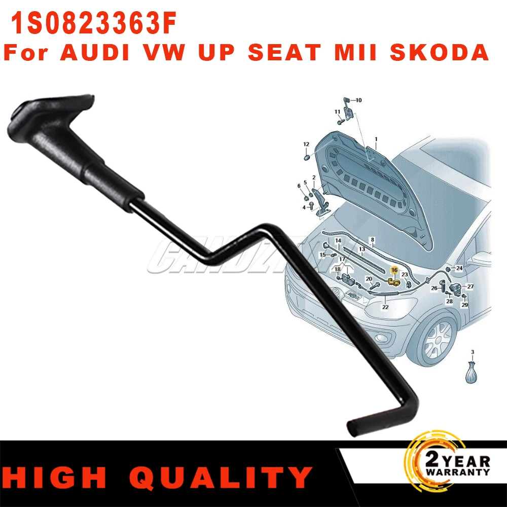 New 1 Pc Front Bonnet Hood Support Rod black 1S0823363F For Audi Seat Mii Skoda Citigo VW Up! Easy Installation car accessories