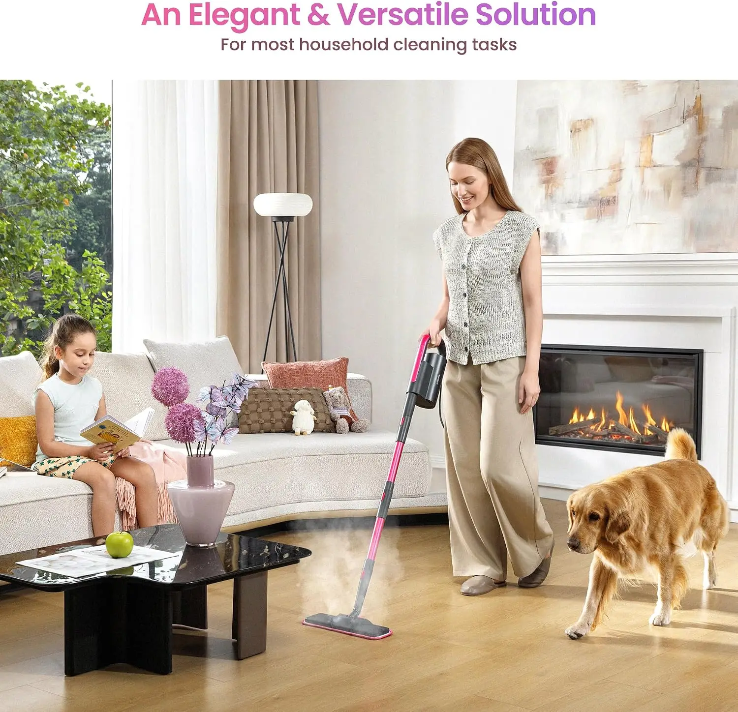 19-in-1 Steam Mop for Floor Cleaning with Handheld Steamer | Multi-Surface Cleaning, 15s Heat-Up, 248°F Steam, Hardwood Floors,
