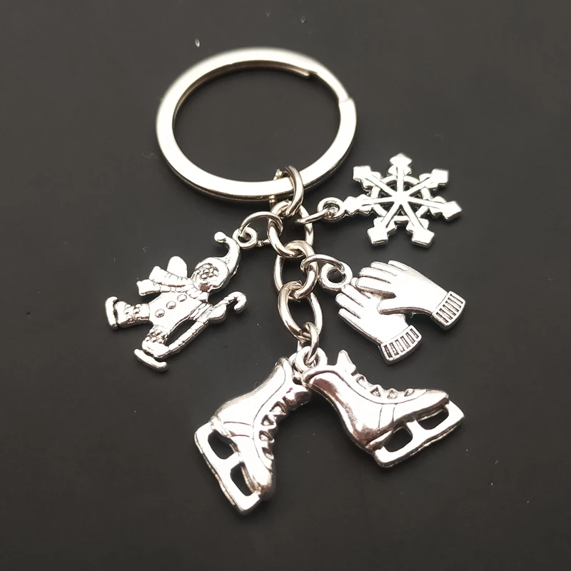 New Skates Snowflake Pendant Key Ring Glove Skating Key Chain Key Chain Car Bag Pendant Jewelry Winter Gift