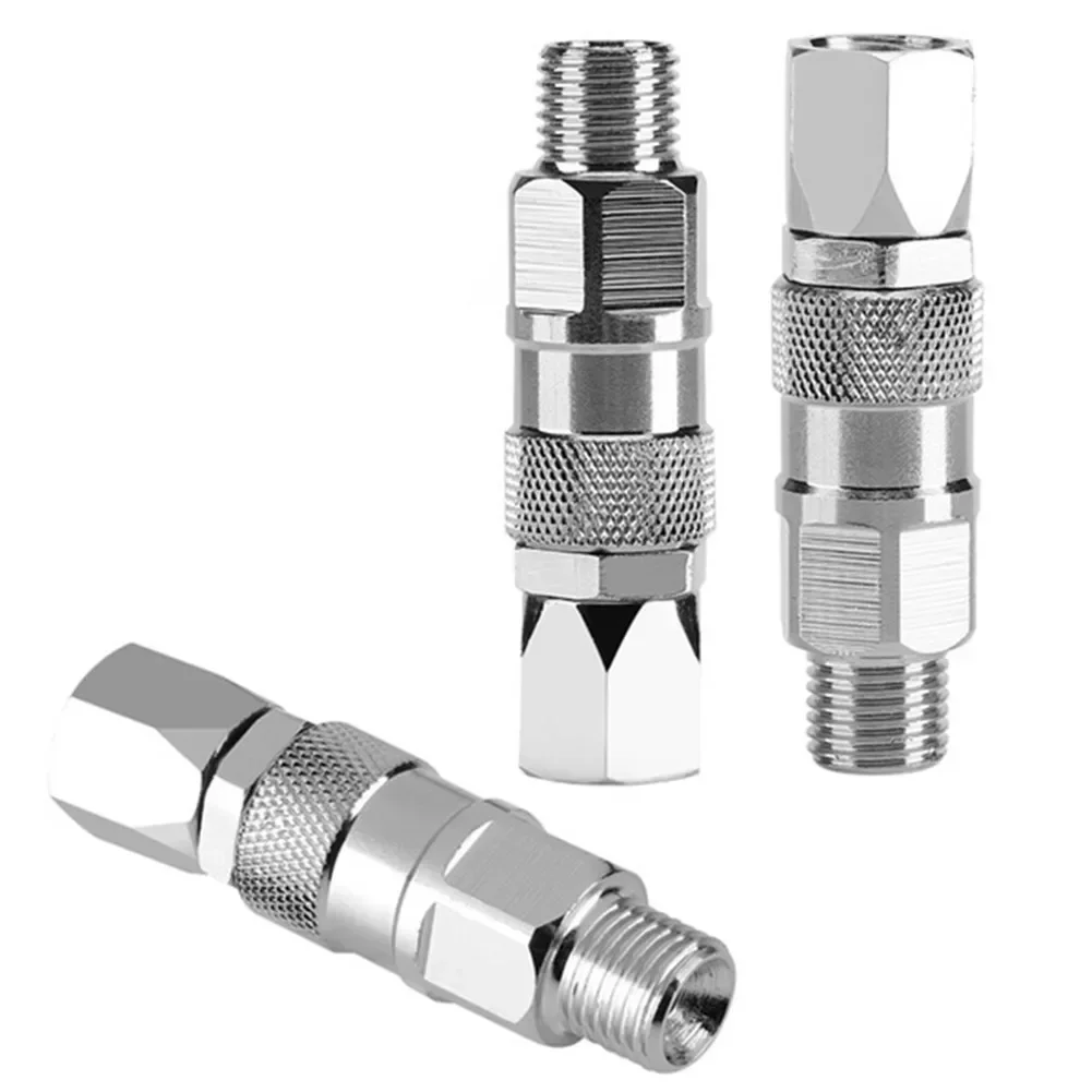 For Paint Sprayer Spray Hose Swivel Joint Home 1/4-Inch 93g Connector Silver 360 Degree Rotation 6.6*1.2*1.3cm