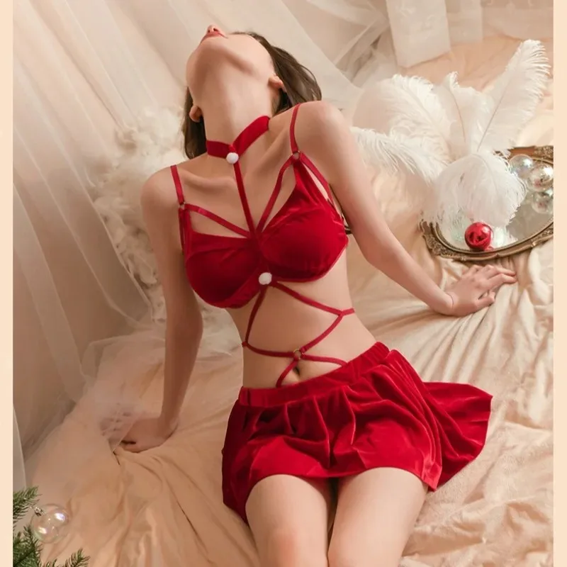 ชุดชั้นในคริสต์มาส Tornova พร้อมหมวก สายคล้องคอแบบเซ็กซี่ ชุดเดรสเข้ารูปโชว์สัดส่วน ดีไซน์เว้าสุดฮอต น่าสนใจ ยั่วยวนใจ