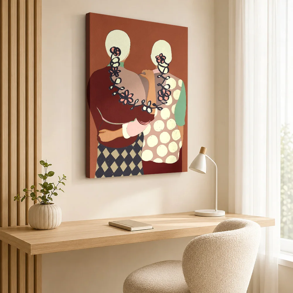 The Bond / Terracotta Women Friendship Canvas Poster Customized Modern Aesthetic Canvas Wall Art for Living Room Bedroom Decor