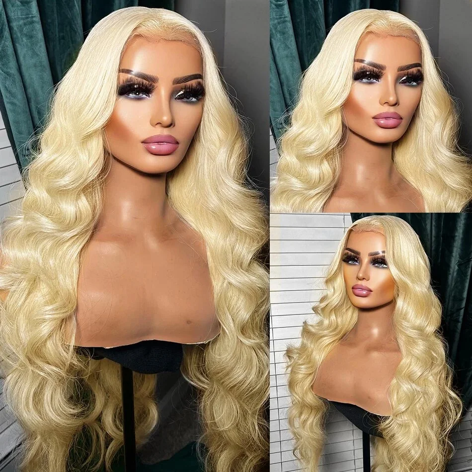 613 Blonde Gekleurde Body Wave Volledige Frontale HD Transparant 13x4 13x6 Kant Menselijk Haar Pruiken Lace Front Pruiken Voor Vrouwen 34 36 Inch