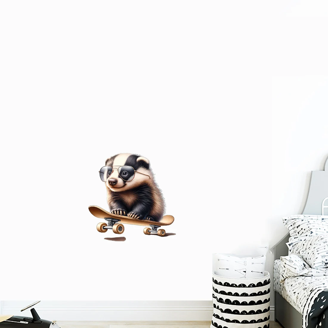 Three Ratels QB55 Cute Raccoon Cartoon Watercolor Wall Stickers for Children's Bedroom Decoration Kindergarten decals