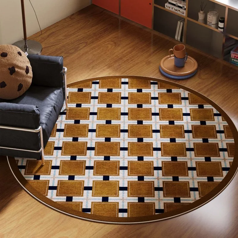 Retro Round Bauhaus Grid Living Room Carpet Creative High-End Bedroom Rug Home Decor Sofa Coffee Table Floor Mat Tapis Alfombra