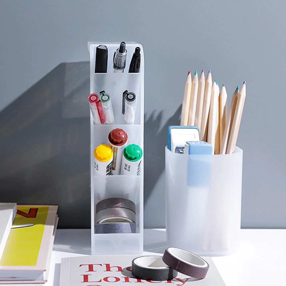 

3pcs Creative Pen Holder Organizer Pencil Multifunction PP Transparent Sturdy Plastic Storage Inclined