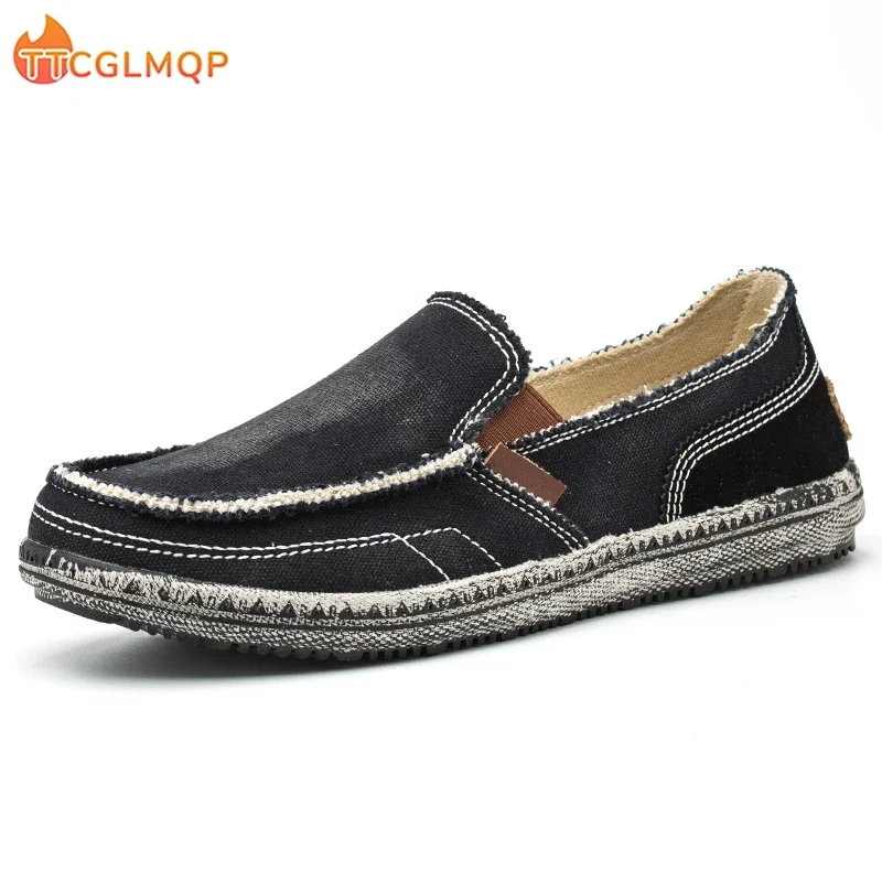 2023 Summer New Men\'s Canvas Boat Shoes Fashion Casual Flat Non Slip Deck Shoes Outdoor Convertible Slip On Loafer Big Size 47