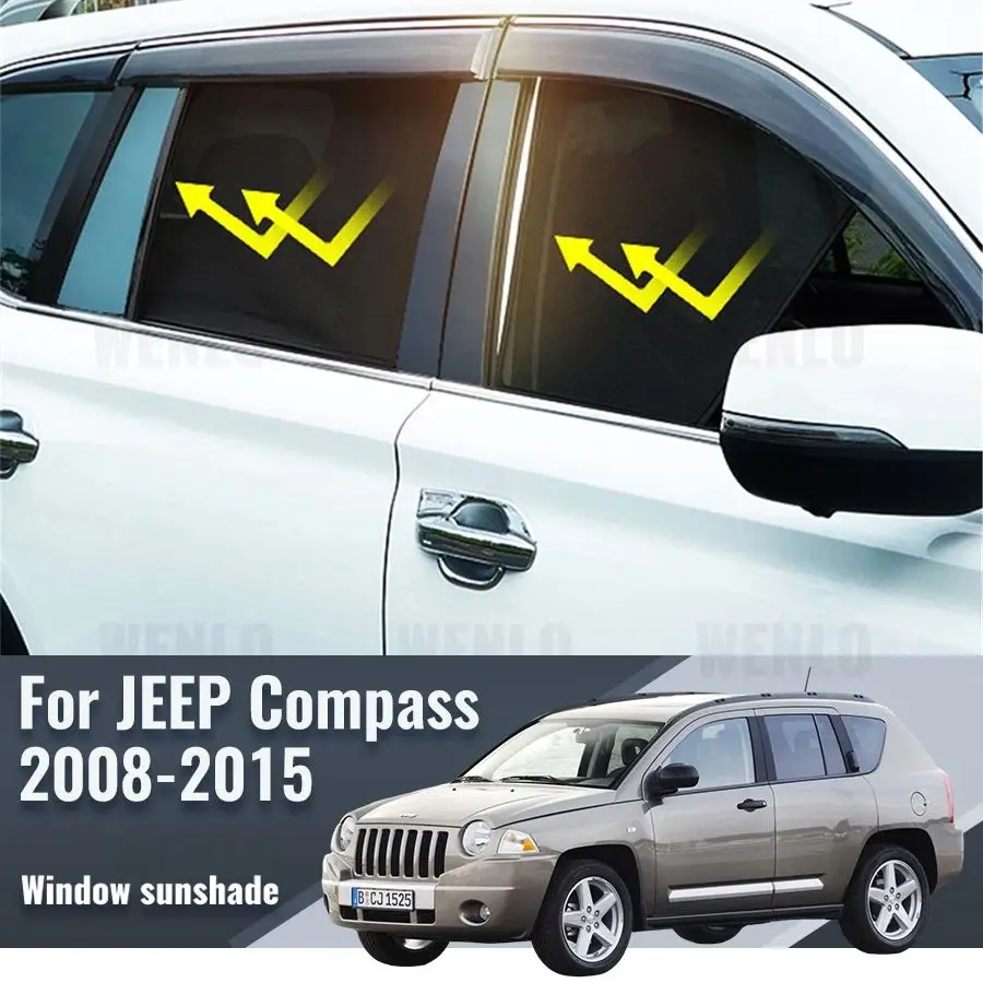 For JEEP Compass MK 2007-2016 Magnetic Car Sunshade Visor Front Windshield Frame Curtain Baby Rear Side Window Sun Shade Shield