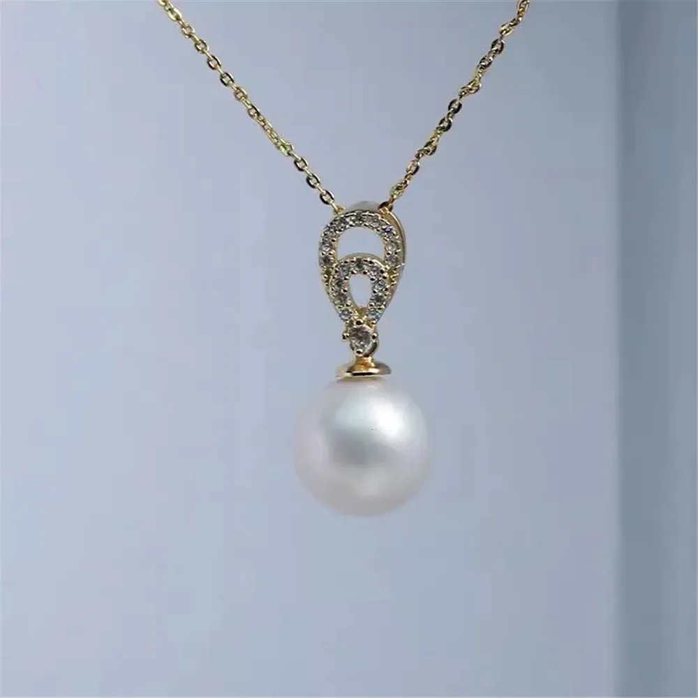 S925 Sterling Silver Pearl Pendant Setting, DIY Empty Bezel Cup Jewelry Supplies for Craft Making, Hollow Prong Pendant Findings