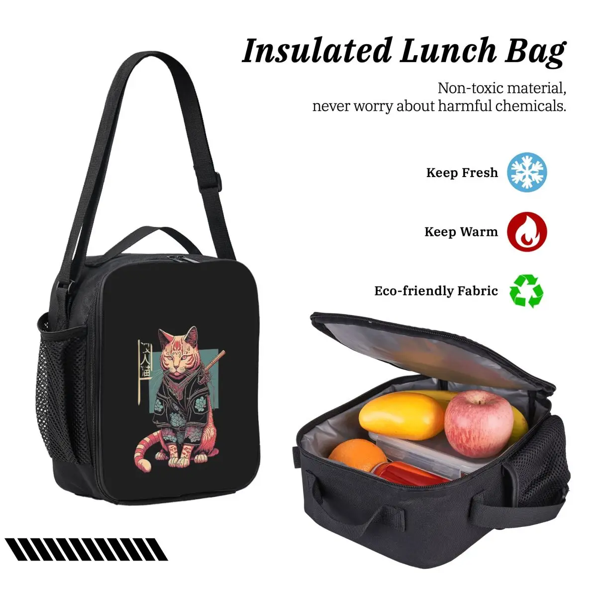 القطط أنيمي سيف ساموراي على ظهره طالب صبي فتاة الكتب حقيبة مدرسية حقائب كتف الكمبيوتر 3ps معزول حقيبة الغداء مقلمة