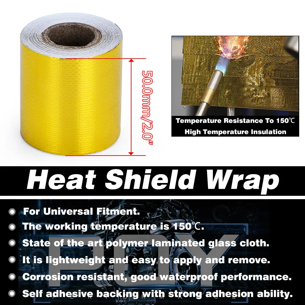 1m 2m 5m 10m Gold Car Motorcycle Exhaust Wrap Pipe Header Heat Insulation Roll Tape Turbo Heat Exhaust Thermal Wrap Tape