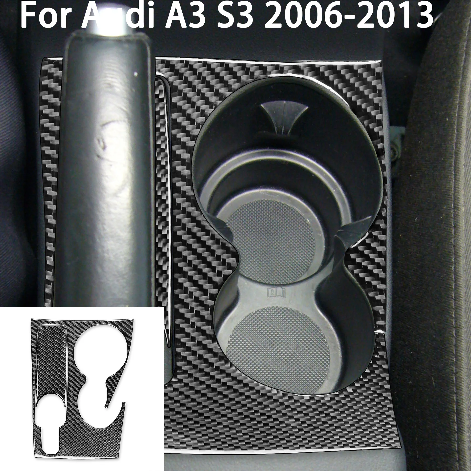 

Soft Carbon Fiber Car Handbrake Cup Holder Surround Panel Set Decoration For Audi A3 S3 2006-2013 Interior Accessory Stickers