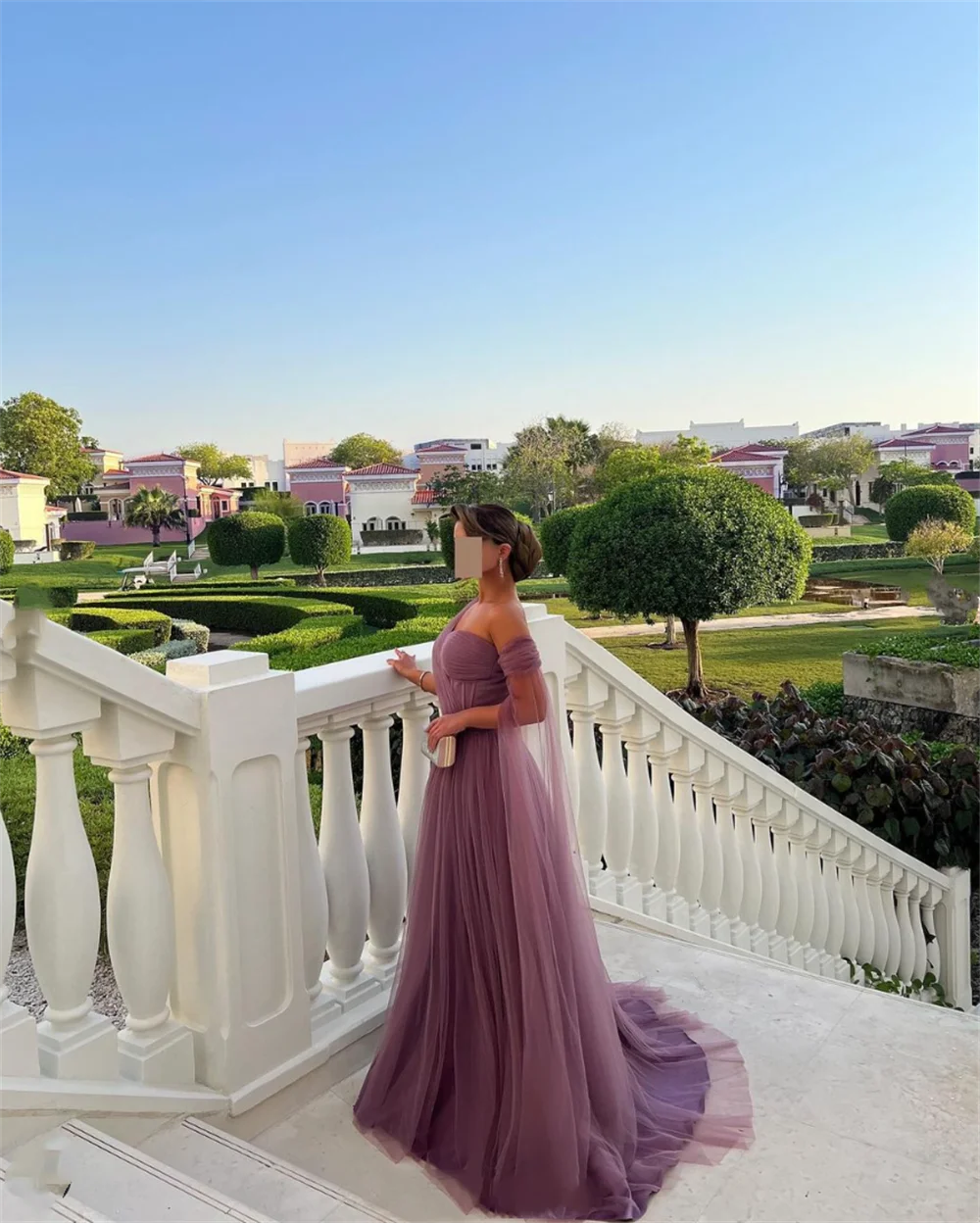 Jessica Elegant Lady Prom Dresses A-line Tulle Shawl Evening Dresses Sexy Strapless Wedding Formal Party Dress فساتين سهرة