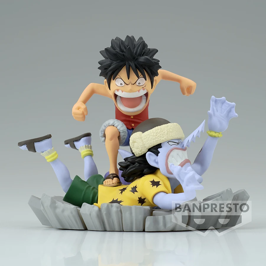 Original Banpresto One Piece World Collectable Anime Figurines Log Stories Luffy VS Arlong Action Figures Collectible Model Toys