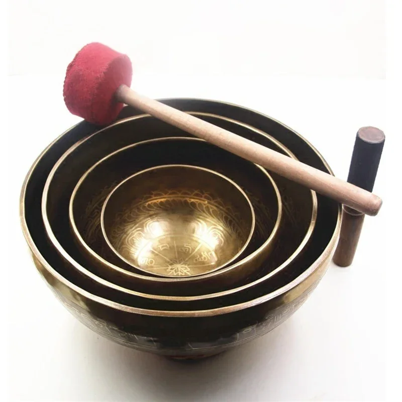 Nepal Handmade Brass Singing Bowl Meditative Buddhist Supplies Chakra Yoga Sound Bowl Percussion Musical Instrument Singing Bowl