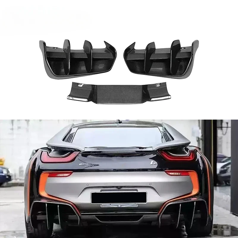 Carbon Fiber Electric Berserker Style Rear Diffuser For BMW I8 Upgrade Rear Bumper Splitter Lip Diffuser Cover Trim 2014-2019