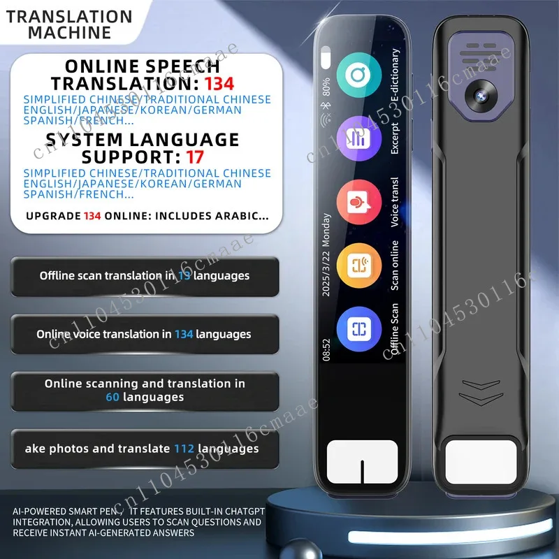Innovative Smart Electronic Pocket AI GPT Voice Translator Pen Multilingual Instant Translation ChatGPT Scan Pen for Students