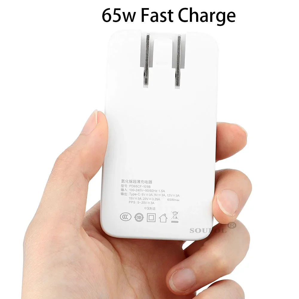 GaN Charger 65W Type C Ports Fast Quick Charging Charger Mobile Phone Type C Wall Adapter for For iPhone Xiaomi Huawei