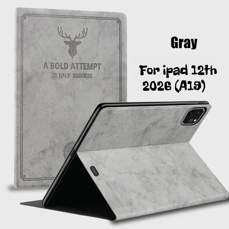 Premium Deer Head Case for New IPad 2026 A19 12th A16 11th Air Pro 12.9 10 9 8 7 6 Th Mini 6 5 4 3 2 Folding Stand Leather Cover