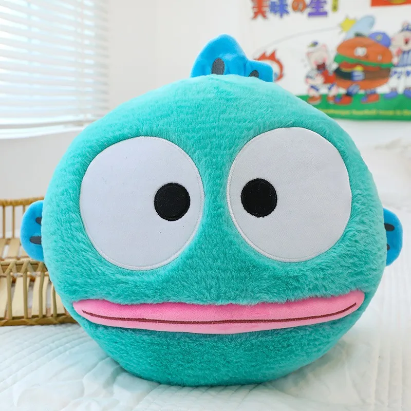 MINISO Sanrio Authentic Hangyodon Ugly Fish Hanton Doll Pillow Toy Green Doll Birthday Gift Seat Cushion Home Decoration