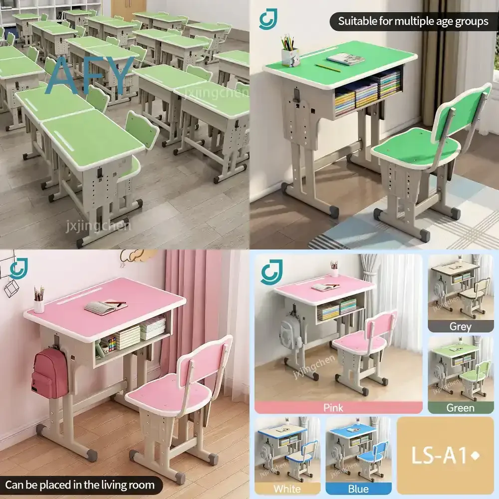 Wood Student Desk and Chair Set for Primary School Classroom Furniture for Student Study Table With Chairs for Kids Learning