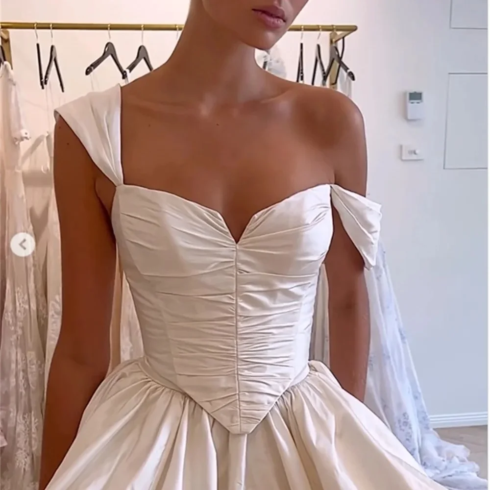 Amanda Customized White Spaghetti Strap Strapless Prom Dresses Taffeta vestidos de noche Trailing Backless Formal Evening 2025