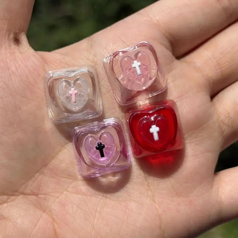 1/4Pcs Heart Shaped Translucent Keycaps Cute WASD Arrow Cross Key For Girls With Long Nails Mechanical Keyboard Custom Keycaps