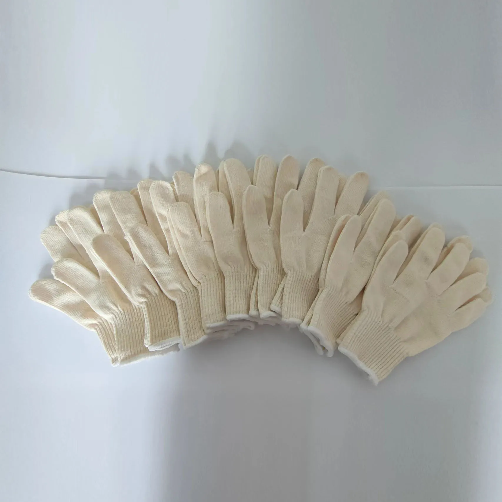 10Pairs 50g knit woodworking gloves white elastic string cotton gloves garden work construction hand household glove