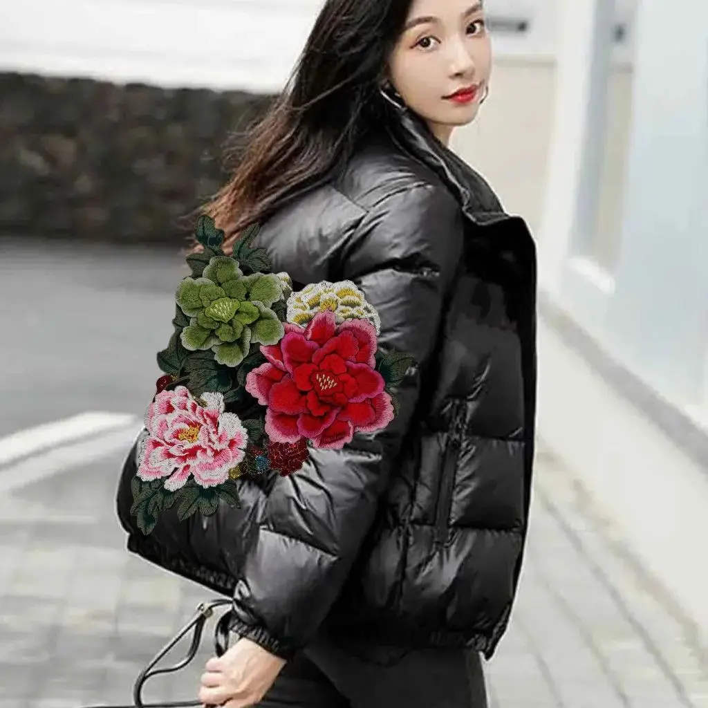 

Women's Faionable Autumn Winter down Jaet Loose Slimming Versatile Outerwear Long Sve Zipper Closure Color