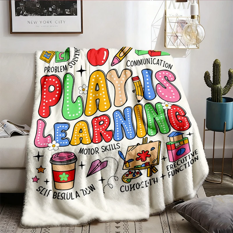 Play Teacher Flannel Blanket, Play Therapist T, Flannel Throw, Play Is Learning Cozy Blanket