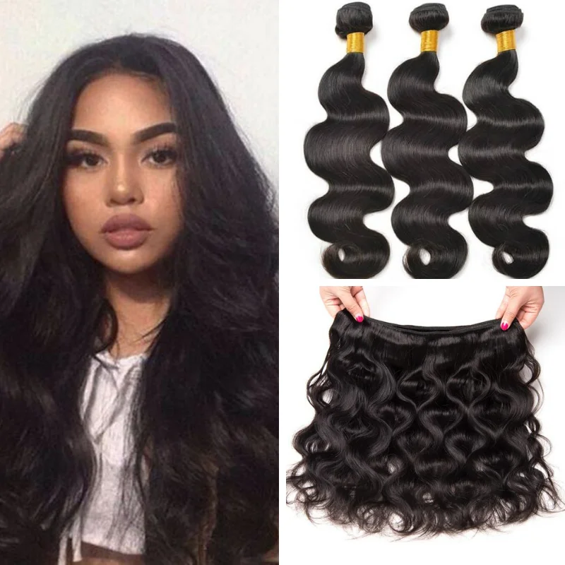 

Необработанные пучки человеческих волос с объемной волной, бразильские наращивания волос Remy, 14-30 дюймов, пучки натуральных черных волос