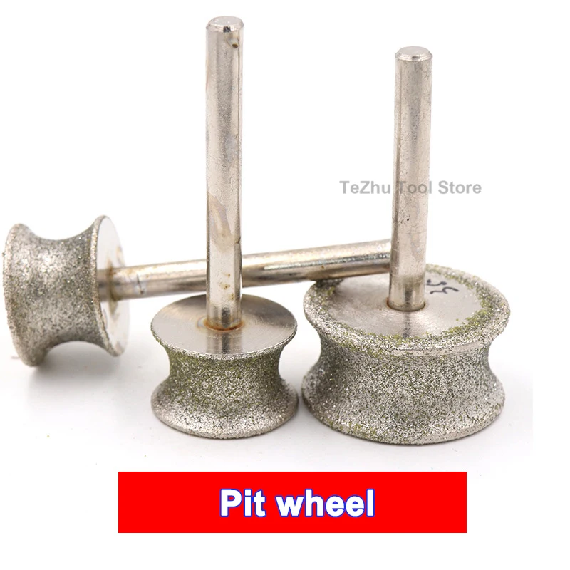 

Pit wheel diamond grinding head coarse/fine sand groove width 6-23mm glass pit ring arc head jade jewelry carving polishing tool