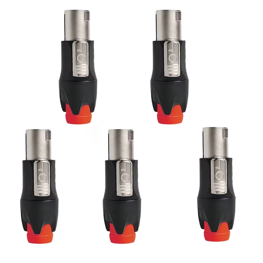 5PCS Speakon NL4FC 4 Pin Male Plug Metal Speaker Connector Solder-free Audio Power Amplifier Stage Speaker Cable Connector