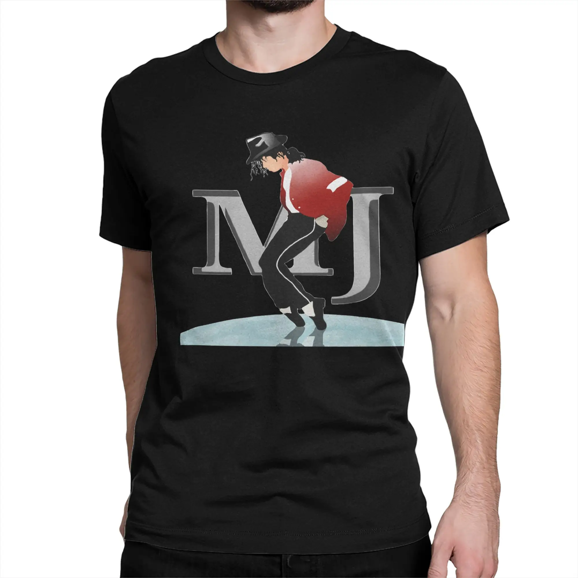 MJ king of pop Moonwalk Men Women's T Shirt Vintage Tee Shirt Short Sleeve Round Neck T-Shirts 100% Cotton Gift Clothing
