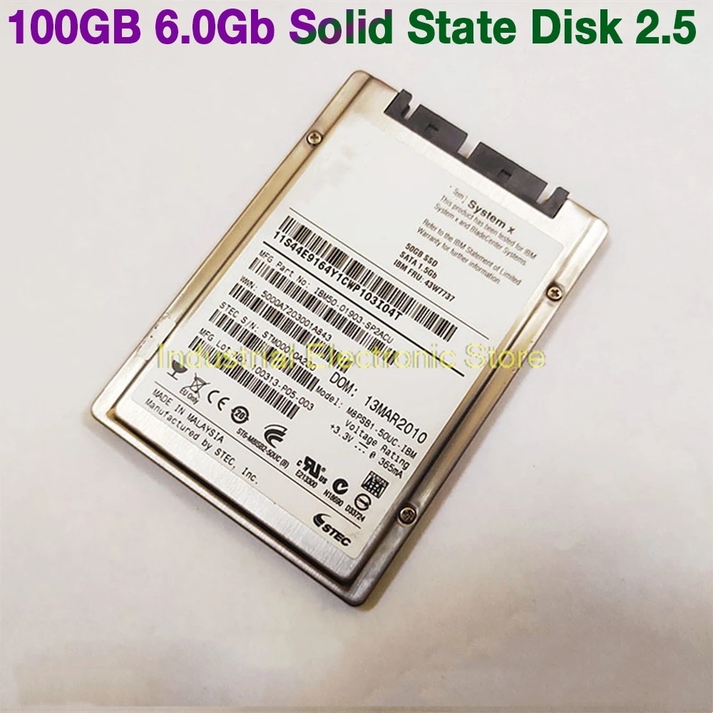 100GB For IBM System X 00W1120 00W1121 00W1124 SATA 6.0Gb Solid State Disk 2.5 Inch