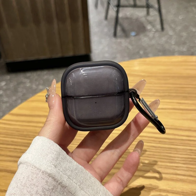 Transparente schwarze Hülle für HUAWEI FreeClip 2 Ohrhörer, Schutzhülle aus weichem TPU, stoßfest, kratzfest, mit Karabiner.