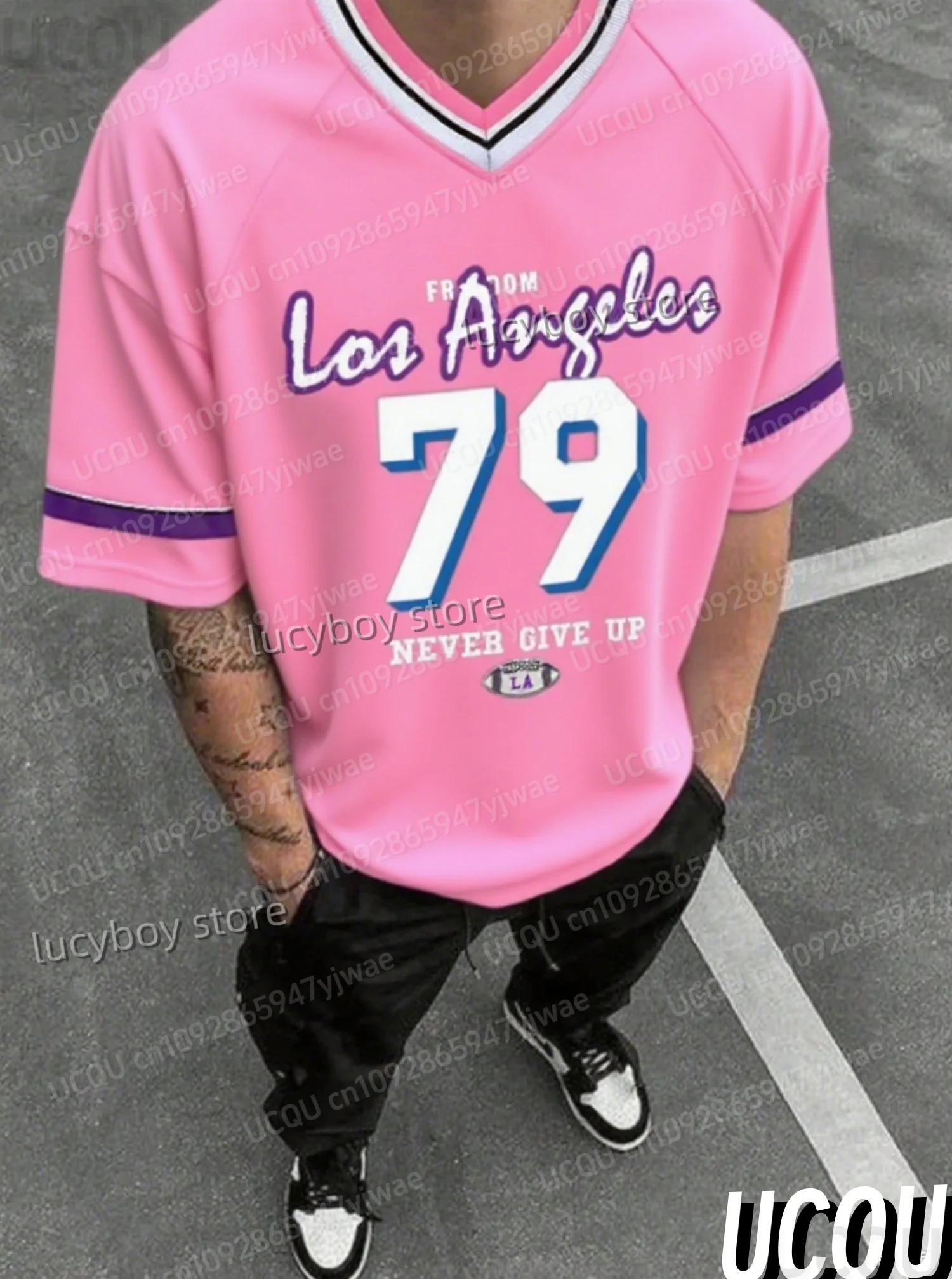 رجل رقم 79 لوس أنجلوس مطبوعة قصيرة الأكمام تي شيرت رجل الخامس الرقبة ملابس رياضية سباق البيسبول المحملة خمر بلايز عادية الرجال الملابس #1