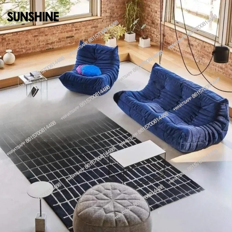 

Fashion freehand space original first layer cowhide three-person Italian minimalist Togo caterpillar lazy sofa