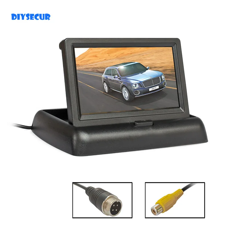 

DIYSECUR DC12V-24V 4PIN RCA 4.3" Foldable TFT LCD Backup Car Reverse Rear View Car Monitor for Car Camera DVD VCR