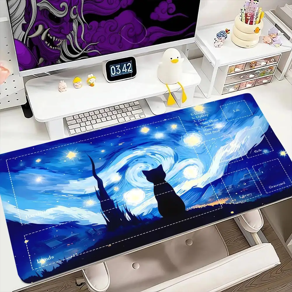 

Van Gogh Starry Cat Mouse Pad for MTG DTCG CCG RPG Trading Card Inked Game Playmats Smooth Rubber Surface Battle Game table mat