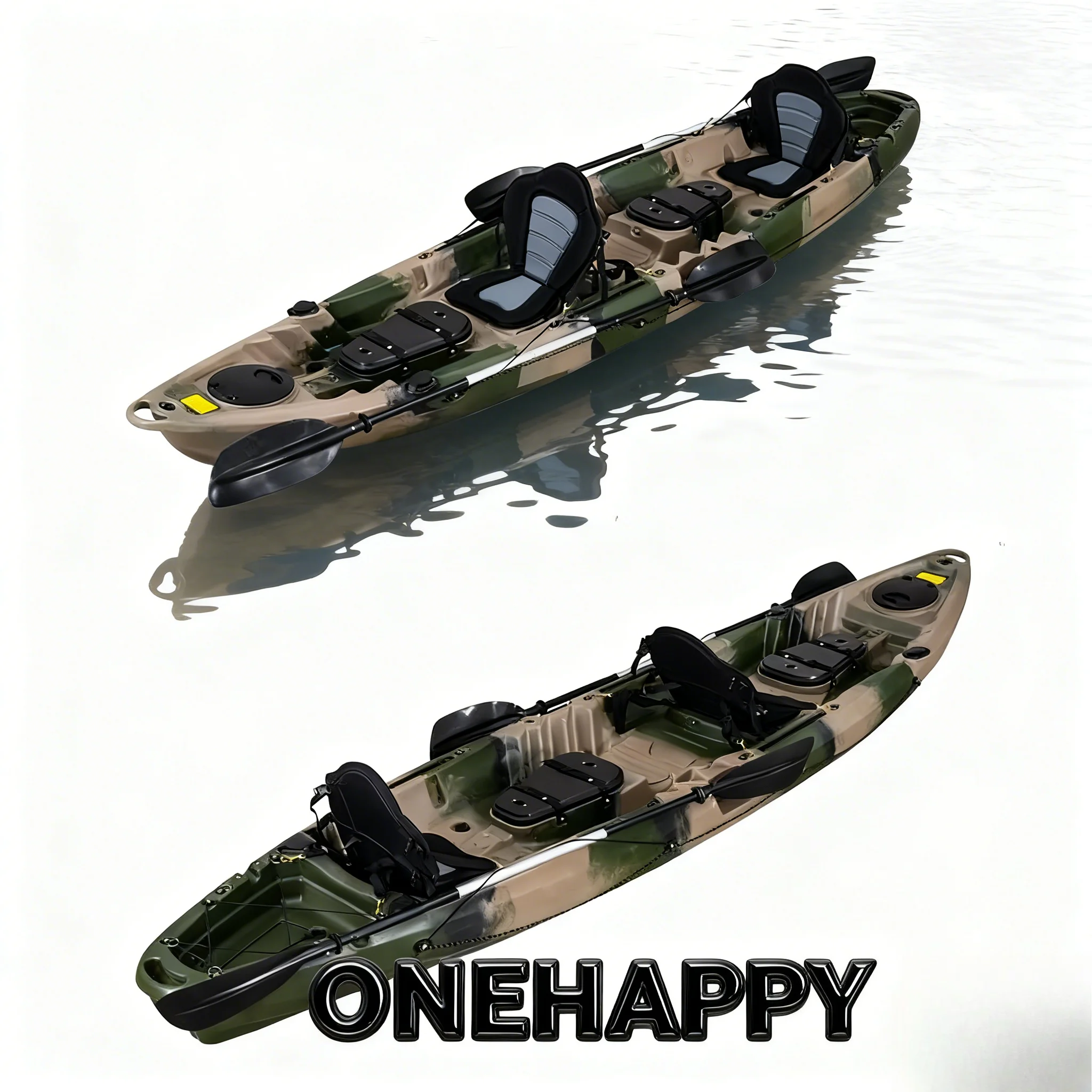 

2-местная роторная лодка-каяк для рыбалки с регулируемым заднем сиденье стула и держателем удочки, устойчивое каноэ для отдыха на озере, реке и океане